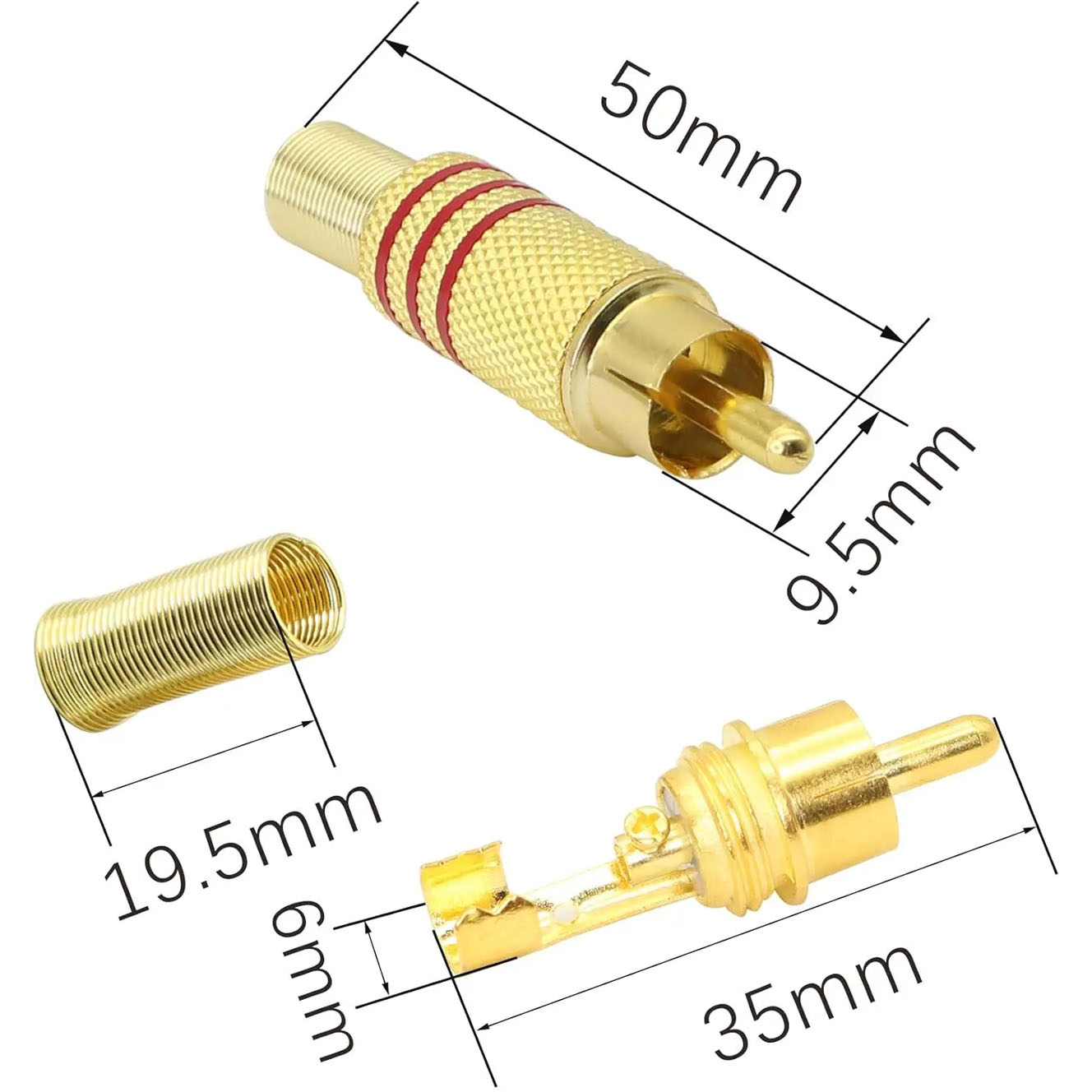 4PCS RCA Plug Gold Plated Sold - đánh giá và giá Audio Home Cinema