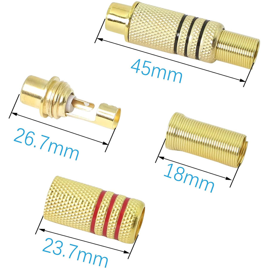 4PCS RCA Plug Gold Plated Sold - đánh giá và giá Audio Home Cinema
